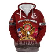 Premium USMC Veteran Zip Hoodie VPVC605403, Gifts For Marine Veteran