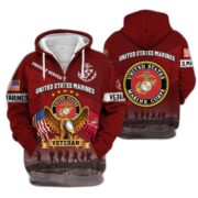 Premium USMC Veteran Zip Hoodie VPVC605403, Gifts For Marine Veteran - Image 3