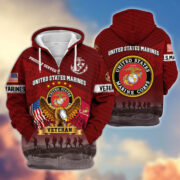 Premium USMC Veteran Zip Hoodie VPVC605403, Gifts For Marine Veteran - Image 3