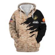 Premium Custom Name, Rank, USMC Veteran Zip Hoodie VPVC605903, Gifts For Marine Veteran - Image 2