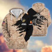 Premium Custom Name, Rank, USMC Veteran Zip Hoodie VPVC605903, Gifts For Marine Veteran