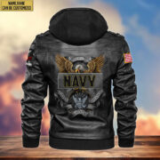 Premium US Navy Leather Jacket VPVC701202, Custom Name, Rank, Gifts For Navy Veteran - Image 3