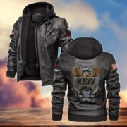 Premium US Navy Leather Jacket VPVC701202, Custom Name, Rank, Gifts For Navy Veteran