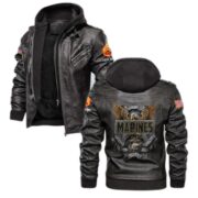 Premium USMC Leather Jacket VPVC701203, Custom Name, Rank, Gifts For Marine Veteran