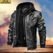 Premium US Army Leather Jacket VPVC701301, Custom Name, Rank, Gifts For Army Veteran - Image 2