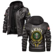 Premium US Army Leather Jacket VPVC701301, Custom Name, Rank, Gifts For Army Veteran