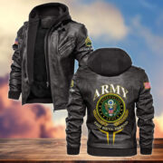 Premium US Army Leather Jacket VPVC701301, Custom Name, Rank, Gifts For Army Veteran