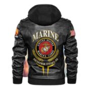 Premium USMC Leather Jacket VPVC701303, Custom Name, Rank, Gifts For Marine Veteran - Image 3