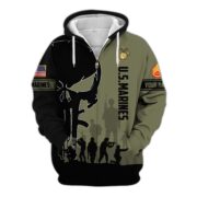 Premium Custom Name, Rank USMC Veteran Zip Hoodie VPVC606011, Gifts For Marine Veteran - Image 2