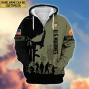Premium Custom Name, Rank USMC Veteran Zip Hoodie VPVC606011, Gifts For Marine Veteran - Image 2