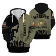 Premium Custom Name, Rank USMC Veteran Zip Hoodie VPVC606011, Gifts For Marine Veteran