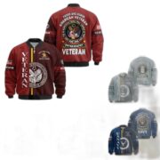 Premium Proudly Served US Veterans Bomber Jacket APHN271211, Gifts For US Veterans, Gifts On Father's Day, Veterans Day.