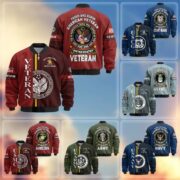 Premium Proudly Served US Veterans Bomber Jacket APHN271211, Gifts For US Veterans, Gifts On Father's Day, Veterans Day.