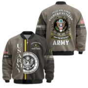 Premium Proudly Served US Veterans Bomber Jacket APHN271211, Gifts For US Veterans, Gifts On Father's Day, Veterans Day. - Image 5