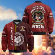 Premium Proudly Served US Veterans Bomber Jacket APHN271211, Gifts For US Veterans, Gifts On Father's Day, Veterans Day. - Image 2