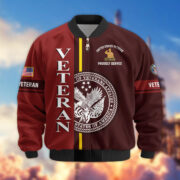 Premium Proudly Served US Veterans Bomber Jacket APHN271211, Gifts For US Veterans, Gifts On Father's Day, Veterans Day. - Image 3