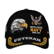 Premium Custom Name, Rank, US Navy Embroidered Cap VPVC301602, Hat for Navy Veteran, Gifts for Father's Day, Veterans Day