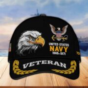 Premium Custom Name, Rank, US Navy Embroidered Cap VPVC301602, Hat for Navy Veteran, Gifts for Father's Day, Veterans Day