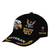 Premium Custom Name, Rank, US Navy Embroidered Cap VPVC301602, Hat for Navy Veteran, Gifts for Father's Day, Veterans Day - Image 3