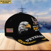 Premium Custom Name, Rank, US Navy Embroidered Cap VPVC301602, Hat for Navy Veteran, Gifts for Father's Day, Veterans Day - Image 2