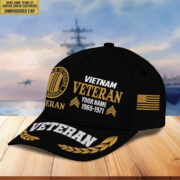 Premium Custom Name, Rank, Year Vietnam Veteran Embroidered Cap VPVC301806, Cap for Vietnam Veteran, Gifts For Dad, Gifts On Father's Day, Independence Day, Veterans Day. - Image 3