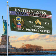Premium US Army Grommet Flag VPVC109401, Custom Name, Rank, Year, Gifts For Army Veteran, Best Gifts On Father's Day, Armed Forces Day, Independence Day, Veterans Day.
