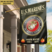 USMC Flag VPVC112211, Custom Name, Rank, Year, Gift For Marine Veteran, American Flag, Patriotic Flag, Garden Flag, House Flag - Image 2