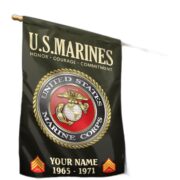 USMC Flag VPVC112211, Custom Name, Rank, Year, Gift For Marine Veteran, American Flag, Patriotic Flag, Garden Flag, House Flag