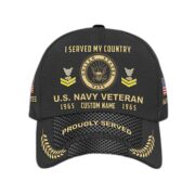 US Navy Custom Cap VPVC014702, Gifts For Navy Veteran, Best Gifts On Father's Day, Armed Forces Day, Independence Day, Veterans Day.