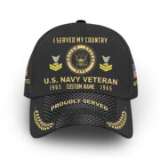 US Navy Custom Cap VPVC014702, Gifts For Navy Veteran, Best Gifts On Father's Day, Armed Forces Day, Independence Day, Veterans Day.