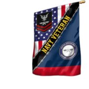 Premium Custom Name, Rank, Unit US Navy American Flag, Gift For Navy Veteran Garden Flag - House Flag BPVC060612
