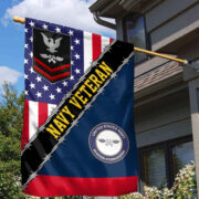 Premium Custom Name, Rank, Unit US Navy American Flag, Gift For Navy Veteran Garden Flag - House Flag BPVC060612 - Image 2