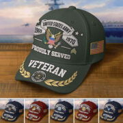 Premium Embroidered US Veterans Hats BPHN080711, Custom Rank & Years Of Sevice, Gift for US Veterans, Gift on Veterans Day