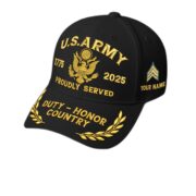 Premium Custom Name, Rank, Embroidered US Veterans Hats CPVC090704, 250th Anniversary, Gift For US Veterans, Gifts On Veterans Day.