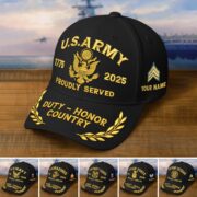 Premium Custom Name, Rank, Embroidered US Veterans Hats CPVC090704, 250th Anniversary, Gift For US Veterans, Gifts On Veterans Day.
