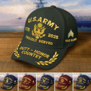 Premium Custom Name, Rank, Embroidered US Veterans Hats CPVC090702, 250th Anniversary, Gift For US Veterans, Gifts On Veterans Day.