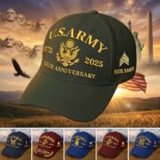 Premium Custom Name, Rank, Embroidered US Veterans Hats CPVC090701, 250th Anniversary, Gift For US Veterans, Veterans Day.