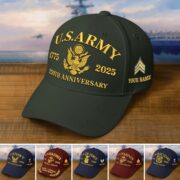 Premium Custom Name, Rank, Embroidered US Veterans Hats CPVC090701, 250th Anniversary, Gift For US Veterans, Veterans Day.