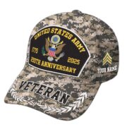 Premium Embroidered US Veterans Hats CPVC150701, 250th Anniversary, Custom Name & Rank, Gifts For US Veterans, Gifts On Veterans Day. - Image 3