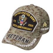 Premium Embroidered US Veterans Hats CPVC150701, 250th Anniversary, Custom Name & Rank, Gifts For US Veterans, Gifts On Veterans Day. - Image 5