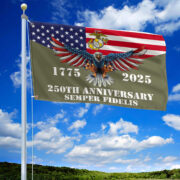 Premium USMC Grommet Flag VPVC120005, 250th Anniversary Marine Corps Flag, Gifts For Marine Veteran, Best Gifts On Father's Day, Veterans Day. - Image 2