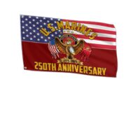 Premium USMC Grommet Flag VPVC120026, 250th Anniversary Marine Corps Flag, Gifts For Marine Veteran, Best Gifts On Father's Day, Veterans Day.