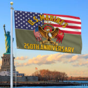Premium USMC Grommet Flag VPVC120027, 250th Anniversary Marine Corps Flag, Gifts For Marine Veteran, Best Gifts On Father's Day, Veterans Day.