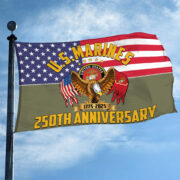 Premium USMC Grommet Flag VPVC120027, 250th Anniversary Marine Corps Flag, Gifts For Marine Veteran, Best Gifts On Father's Day, Veterans Day. - Image 2