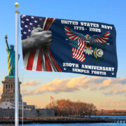 Premium US Navy Grommet Flag VPVC120010, 250th Anniversary Navy Flag, Gifts For Navy Veteran, Best Gifts On Father's Day, Veterans Day.