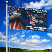 Premium US Navy Grommet Flag VPVC120010, 250th Anniversary Navy Flag, Gifts For Navy Veteran, Best Gifts On Father's Day, Veterans Day. - Image 2