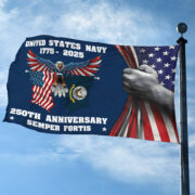 Premium US Navy Grommet Flag VPVC120010, 250th Anniversary Navy Flag, Gifts For Navy Veteran, Best Gifts On Father's Day, Veterans Day. - Image 3