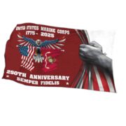 Premium USMC Grommet Flag VPVC120011, 250th Anniversary Marine Corps Flag, Gifts For Marine Veteran, Best Gifts On Father's Day, Veterans Day. - Image 3