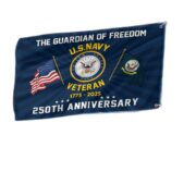 Premium US Navy Grommet Flag VPVC120055, 250th Anniversary Navy Flag, Gifts For Navy Veteran, Best Gifts On Father's Day, Veterans Day. - Image 2