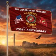 Premium USMC Grommet Flag VPVC120056, 250th Anniversary Marine Corps Flag, Gifts For Marine Veteran, Best Gifts On Father's Day, Veterans Day.